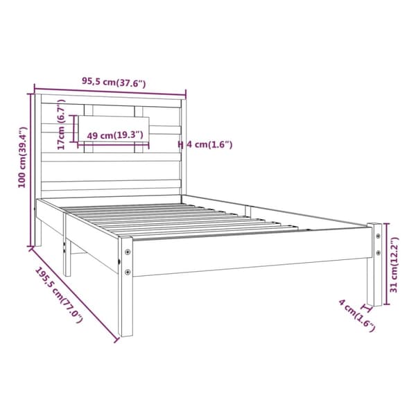 The Living Store sengeramme 90x190 cm massivt træ - Senge & sengeramme