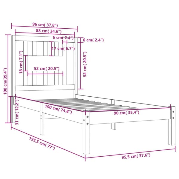 The Living Store sengeramme 90x190 cm massivt træ - Senge & sengeramme