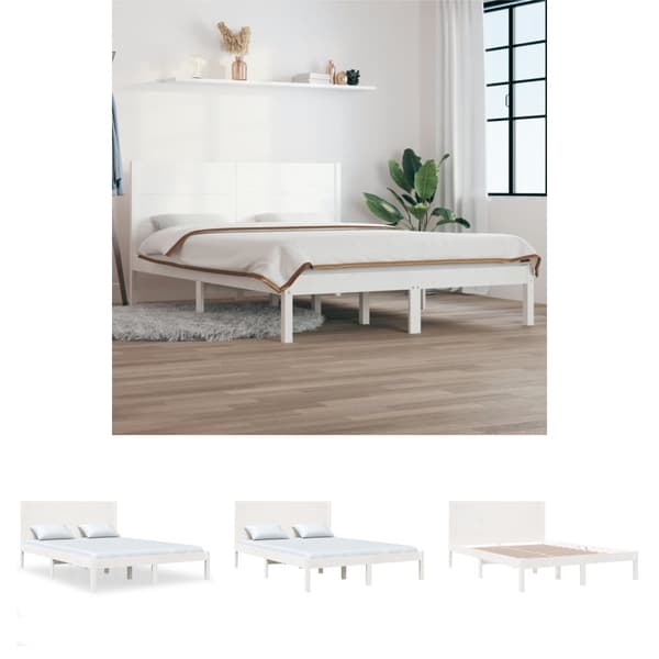 The Living Store sengeramme 120x190 cm Small Double massivt træ hvid -  Senge & sengeramme