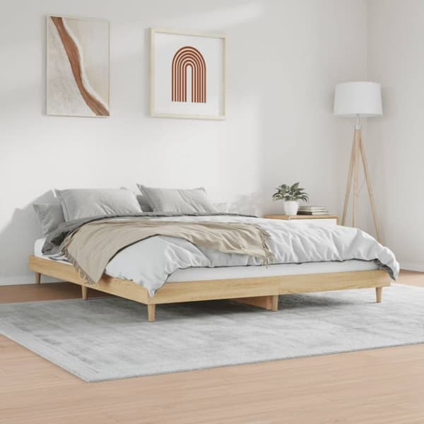 The Living Store sengestel 120x200 cm konstrueret træ sonoma-eg -  Senge & sengeramme