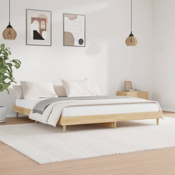 The Living Store sengestel 120x200 cm konstrueret træ sonoma-eg - Senge & sengeramme