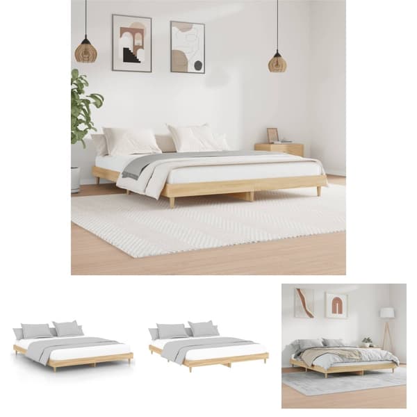 The Living Store sengestel 120x200 cm konstrueret træ sonoma-eg -  Senge & sengeramme