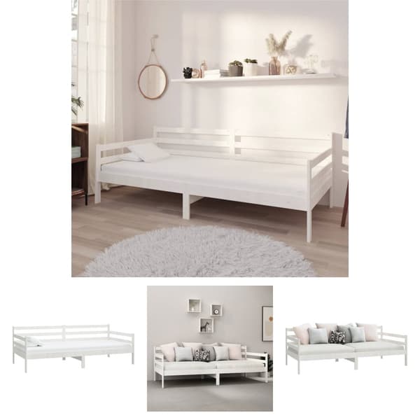 The Living Store daybed 90x200 cm massivt fyrretræ hvid -  Senge & sengeramme