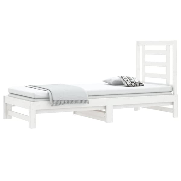 The Living Store daybed med udtræk 2x(90x200) cm massivt fyrretræ hvid -  Senge & sengeramme