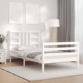 Miniatyrbillede 4 af 11: The Living Store sengeramme med sengegavl 90x200 cm massivt træ hvid -  Senge & sengeramme