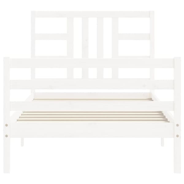 The Living Store sengeramme med sengegavl 90x200 cm massivt træ hvid - Senge & sengeramme