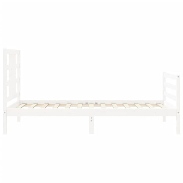 The Living Store sengeramme med sengegavl 90x200 cm massivt træ hvid - Senge & sengeramme