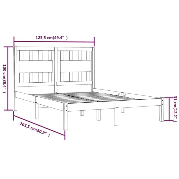 The Living Store Sängram vit massiv furu 120x200 cm -  Sängar & sängramar