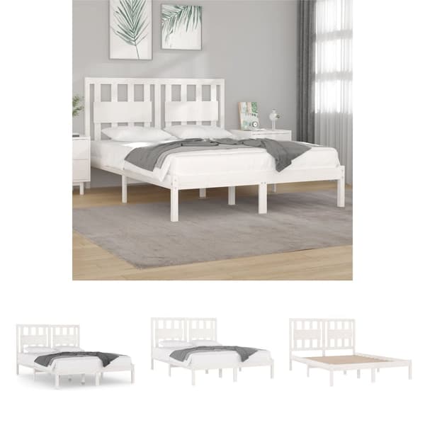 The Living Store Sängram vit massiv furu 120x200 cm -  Sängar & sängramar