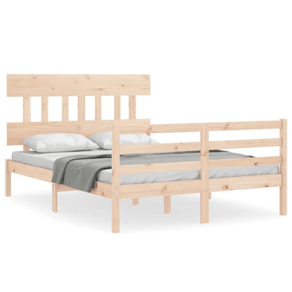 The Living Store sengeramme med sengegavl 120x200 cm massivt træ hvid -  Senge & sengeramme