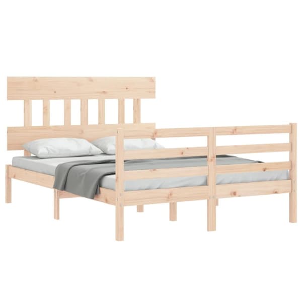 The Living Store sengeramme med sengegavl 120x200 cm massivt træ hvid - Senge & sengeramme