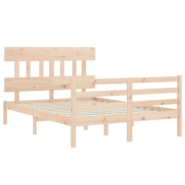 The Living Store sengeramme med sengegavl 120x200 cm massivt træ hvid -  Senge & sengeramme