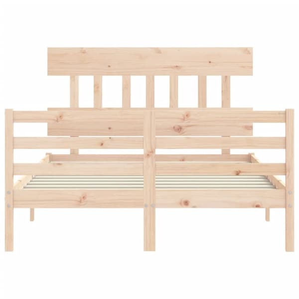 The Living Store sengeramme med sengegavl 120x200 cm massivt træ hvid -  Senge & sengeramme