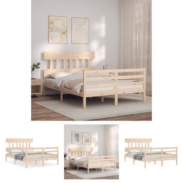 The Living Store sengeramme med sengegavl 120x200 cm massivt træ hvid - Senge & sengeramme