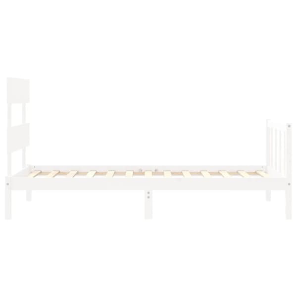 The Living Store sengeramme med sengegavl 90x200 cm massivt træ hvid - Senge & sengeramme