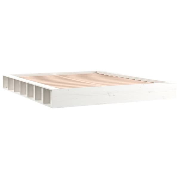 The Living Store sengeramme 150x200 cm King Size massivt træ hvid -  Senge & sengeramme