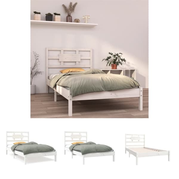 The Living Store sengeramme 90x200 cm massivt træ hvid -  Senge & sengeramme