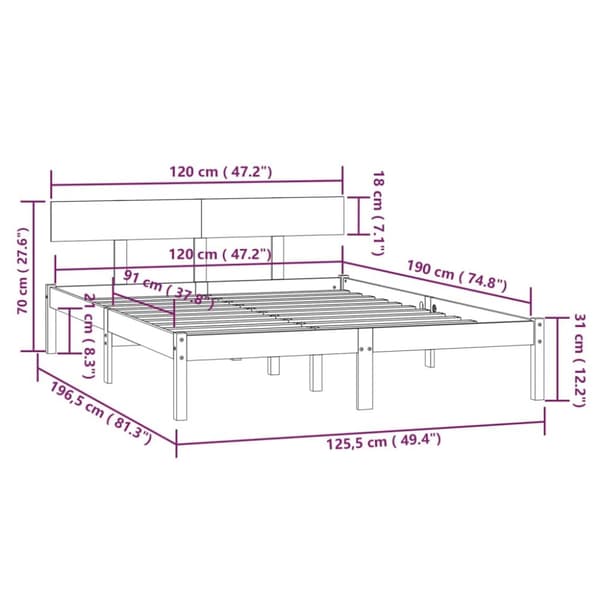 The Living Store sengeramme 120x190 cm massivt træ -  Senge & sengeramme