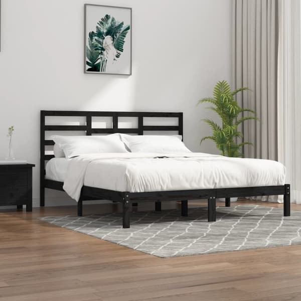 The Living Store sengeramme 200x200 cm massivt træ sort - Senge & sengeramme