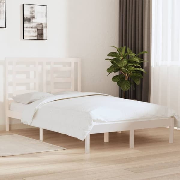 The Living Store sengeramme 120x200 cm massivt fyrretræ hvid - Senge & sengeramme