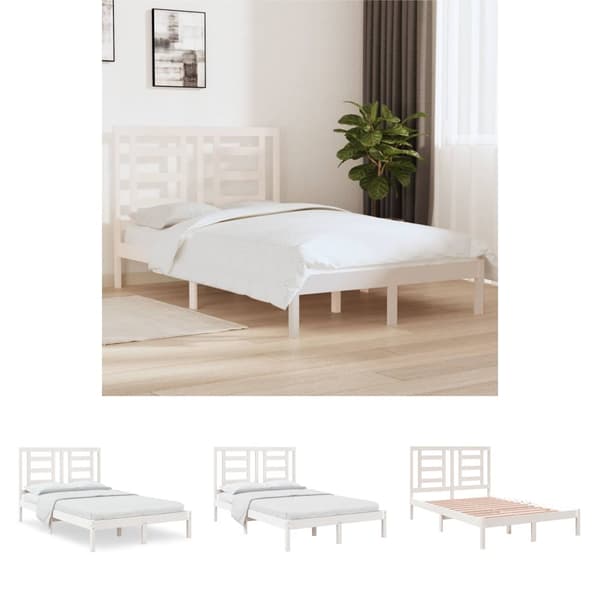 The Living Store sengeramme 120x200 cm massivt fyrretræ hvid -  Senge & sengeramme