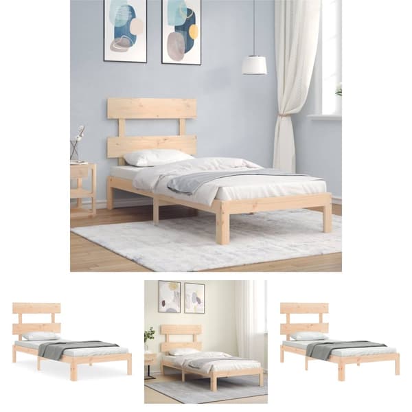 The Living Store sengeramme med sengegavl 90x200 cm massivt træ - Senge & sengeramme