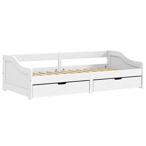 The Living Store daybed med to skuffer IRUN hvid 90x200 cm massivt fyrretræ -  Senge & sengeramme