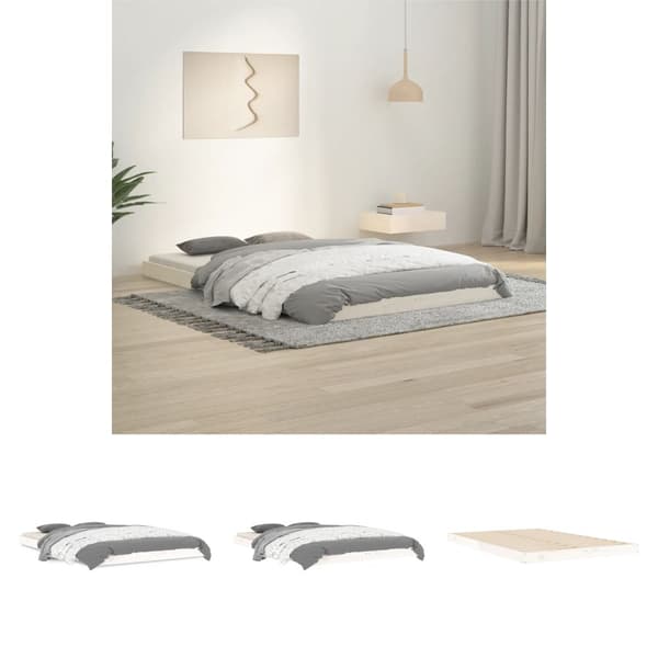 The Living Store sengeramme 120x190 cm Small Double massivt fyrretræ hvid -  Senge & sengeramme
