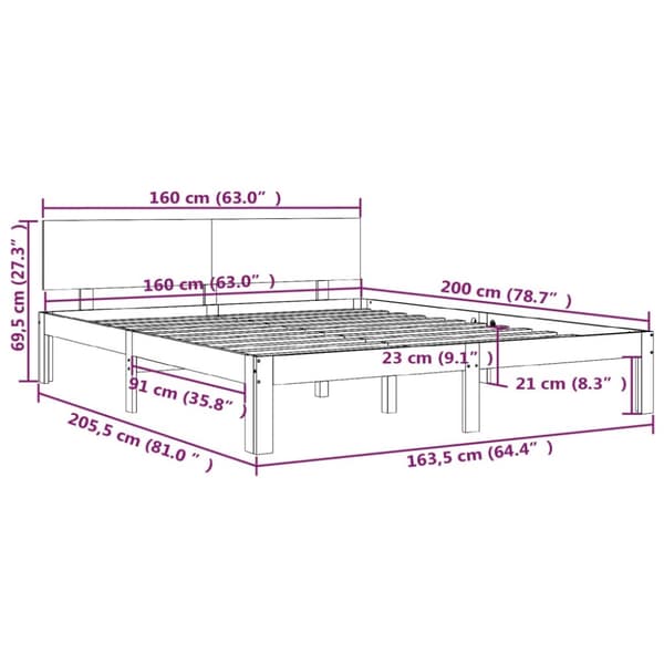 The Living Store sengeramme 160x200 cm massivt fyrretræ hvid -  Senge & sengeramme