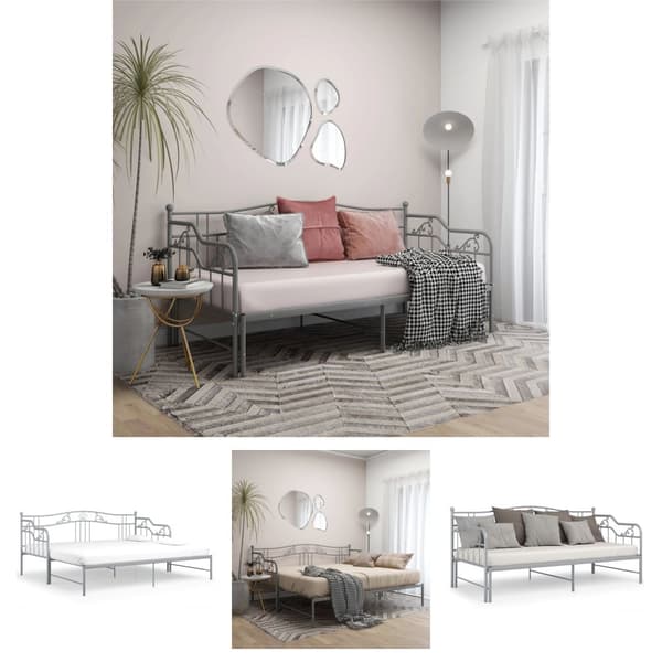 The Living Store sengestel til udtræksseng 90x200 cm metal grå -  Senge & sengeramme