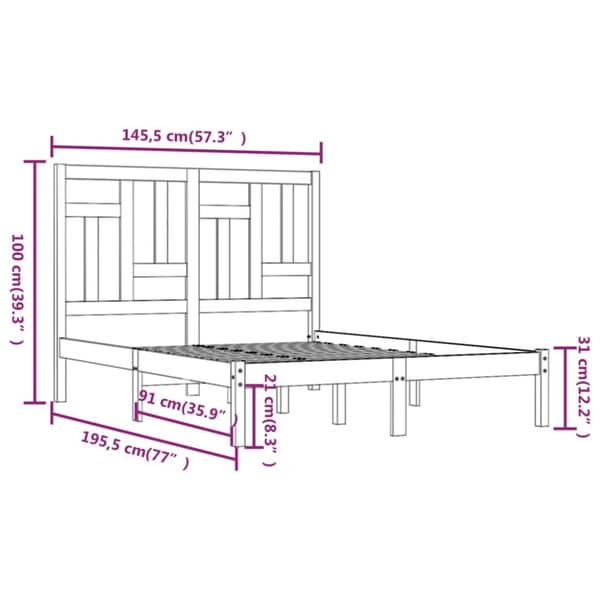 The Living Store sengeramme 140x190 cm massivt fyrretræ - Senge & sengeramme