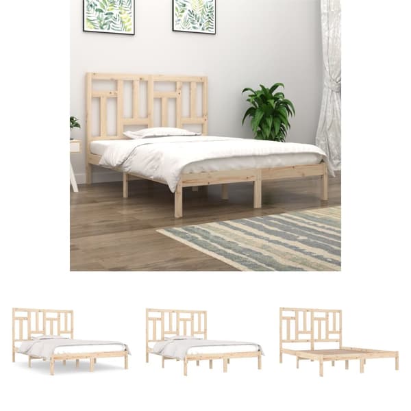 The Living Store sengeramme 140x190 cm massivt fyrretræ - Senge & sengeramme