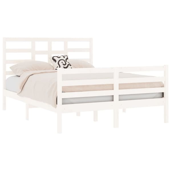 The Living Store sengeramme 140x190 cm massivt træ hvid -  Senge & sengeramme