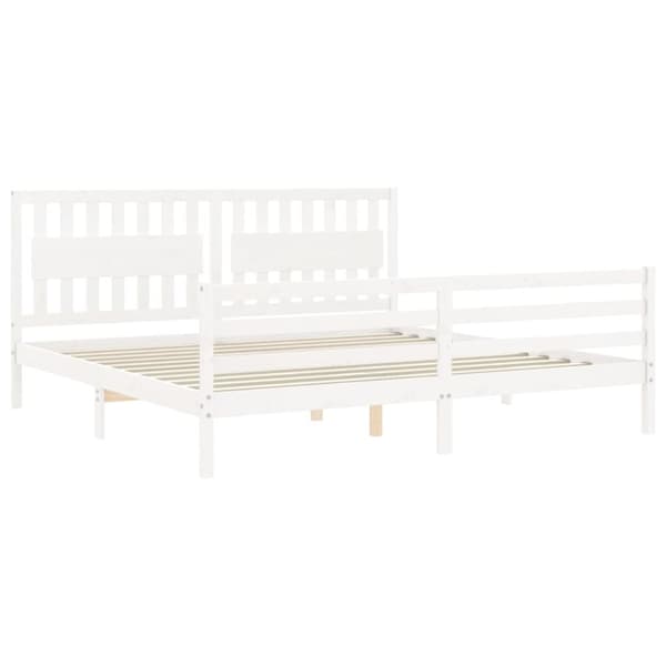 The Living Store Sängram med huvudgavel vit 200x200 cm massivt trä -  Sängar & sängramar