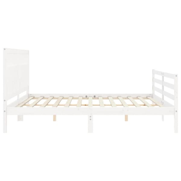 The Living Store Sängram med huvudgavel vit 200x200 cm massivt trä -  Sängar & sängramar