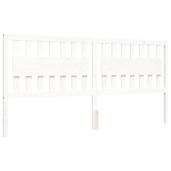 The Living Store Sängram med huvudgavel vit 200x200 cm massivt trä -  Sängar & sängramar