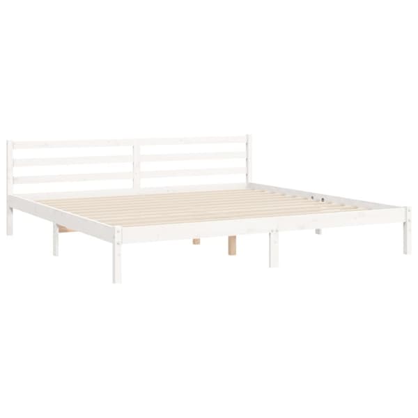 The Living Store Sängram med huvudgavel vit 200x200 cm massivt trä -  Sängar & sängramar