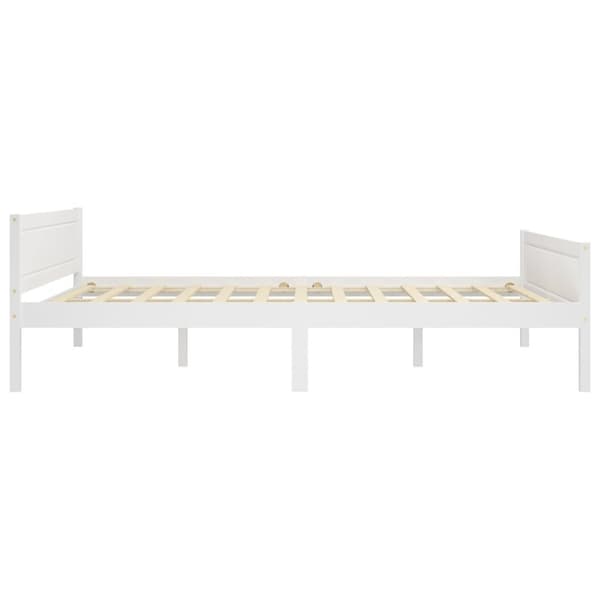 The Living Store sengestel 140x200 cm massivt fyrretræ hvid -  Senge & sengeramme