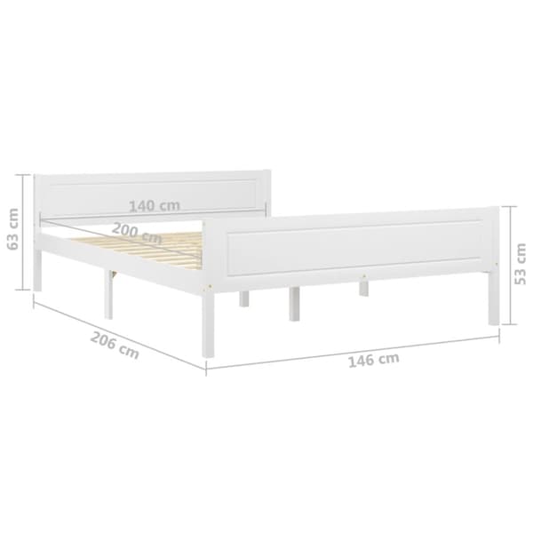 The Living Store sengestel 140x200 cm massivt fyrretræ hvid -  Senge & sengeramme
