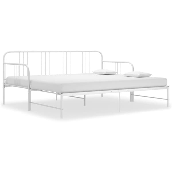 The Living Store sengestel til udtræksseng 90x200 cm metal hvid -  Senge & sengeramme