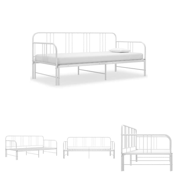 The Living Store sengestel til udtræksseng 90x200 cm metal hvid -  Senge & sengeramme
