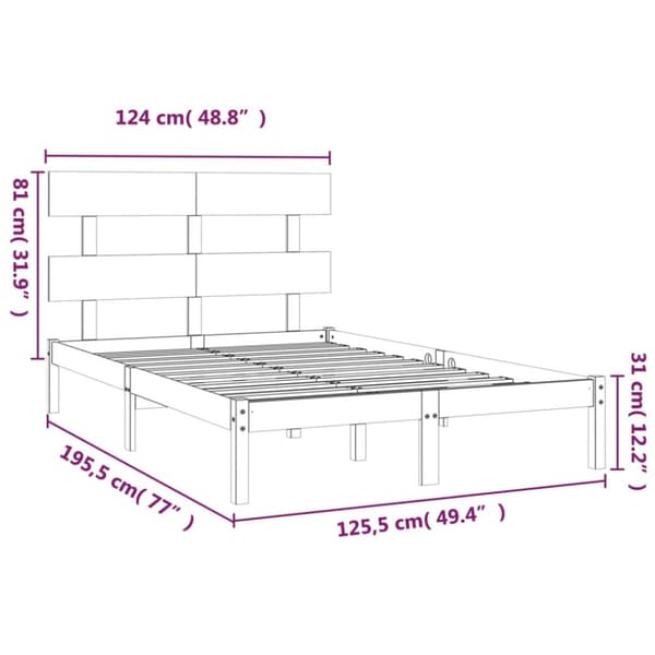 The Living Store sengeramme 120x190 cm Small Double massivt træ hvid -  Senge & sengeramme