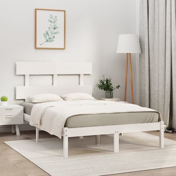 The Living Store sengeramme 120x190 cm Small Double massivt træ hvid - Senge & sengeramme