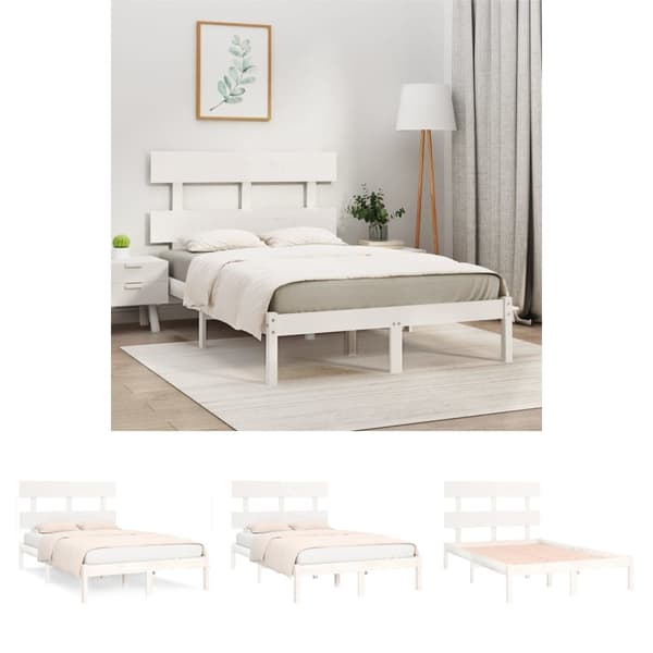 The Living Store sengeramme 120x190 cm Small Double massivt træ hvid - Senge & sengeramme
