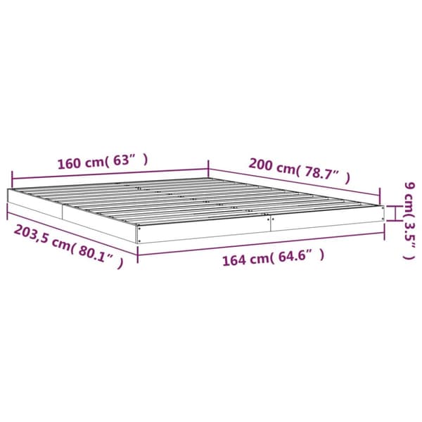 The Living Store sengeramme 160x200 cm massivt fyrretræ hvid - Senge & sengeramme