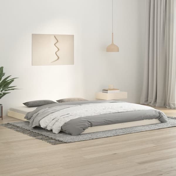 The Living Store sengeramme 160x200 cm massivt fyrretræ hvid -  Senge & sengeramme