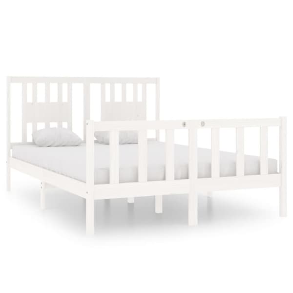 The Living Store sengeramme 140x190 cm massivt træ hvid -  Senge & sengeramme