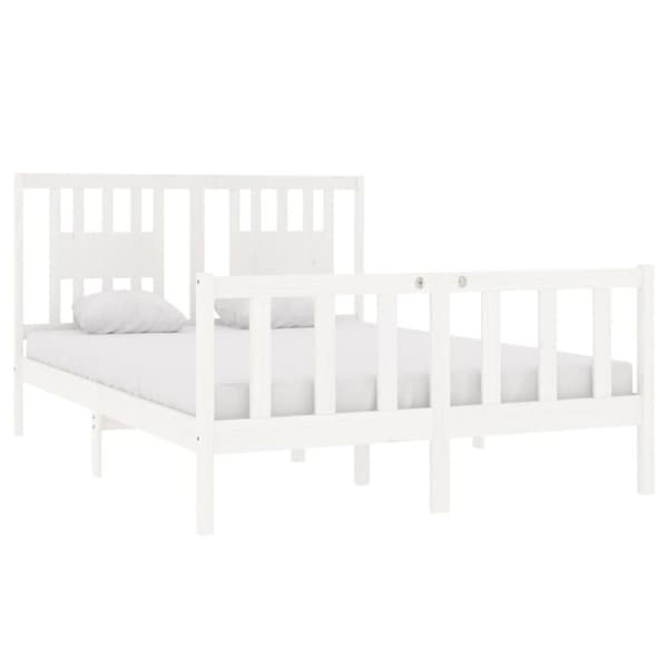 The Living Store sengeramme 140x190 cm massivt træ hvid -  Senge & sengeramme