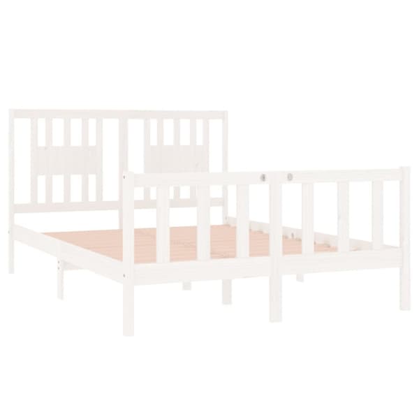 The Living Store sengeramme 140x190 cm massivt træ hvid -  Senge & sengeramme