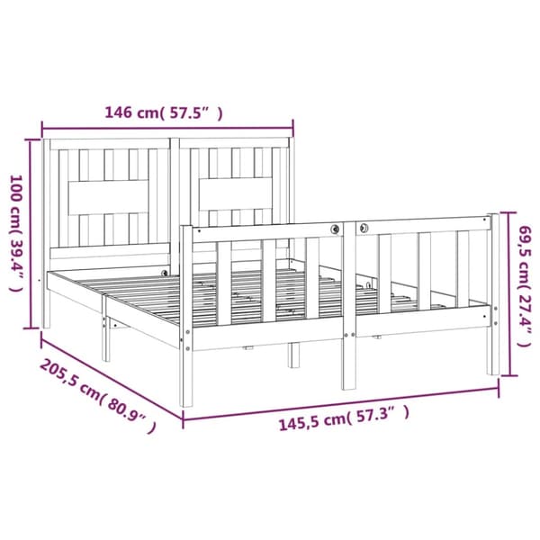 The Living Store sengeamme med sengegavl 140x200 cm massivt fyrretræ hvid -  Senge & sengeramme